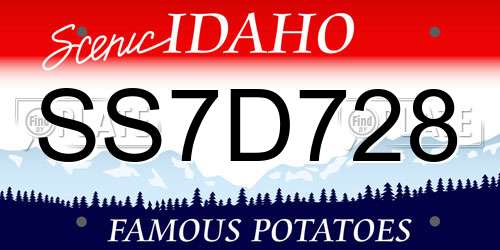 SS7D728 Idaho License Plate