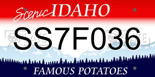 SS7F036 Idaho License Plate