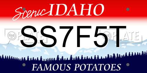 SS7F5T Idaho License Plate