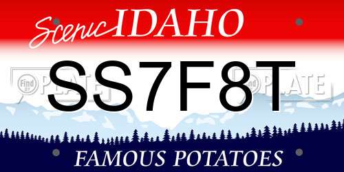 SS7F8T Idaho License Plate