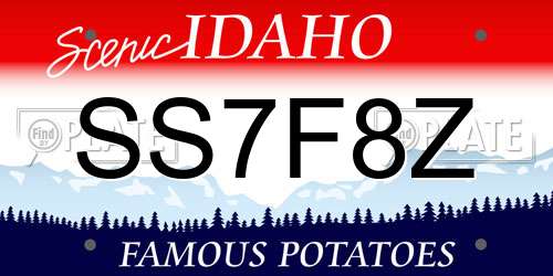 SS7F8Z Idaho License Plate