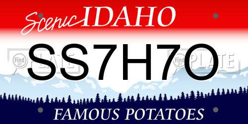 SS7H7O Idaho License Plate