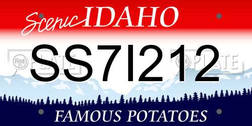 SS7I212 Idaho License Plate