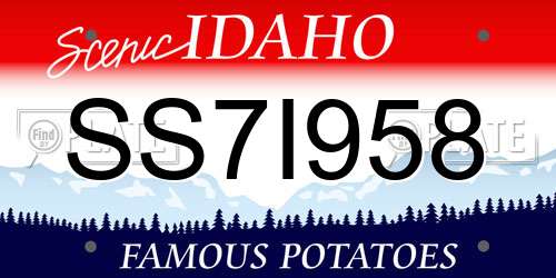 SS7I958 Idaho License Plate