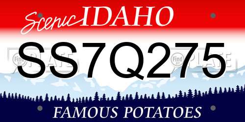SS7Q275 Idaho License Plate