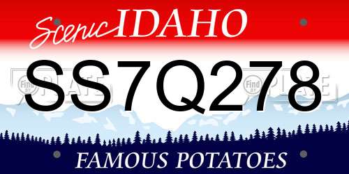 SS7Q278 Idaho License Plate