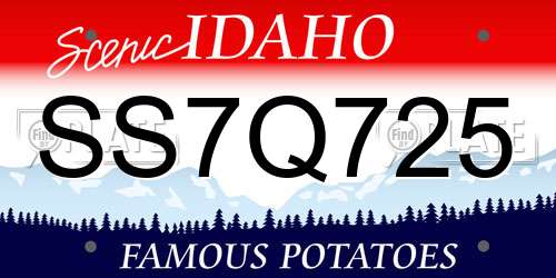 SS7Q725 Idaho License Plate