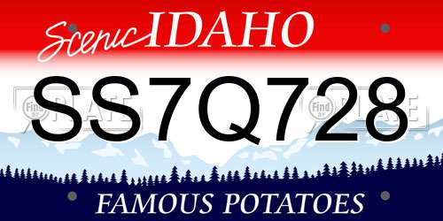 SS7Q728 Idaho License Plate