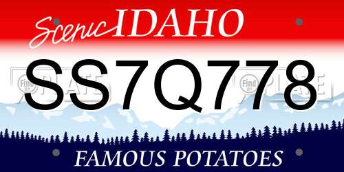 SS7Q778 Idaho License Plate