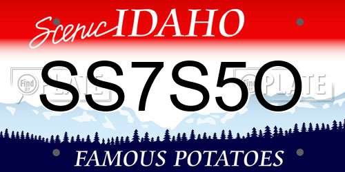 SS7S5O Idaho License Plate