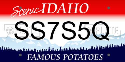 SS7S5Q Idaho License Plate