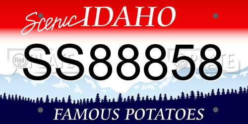 SS88858 Idaho License Plate