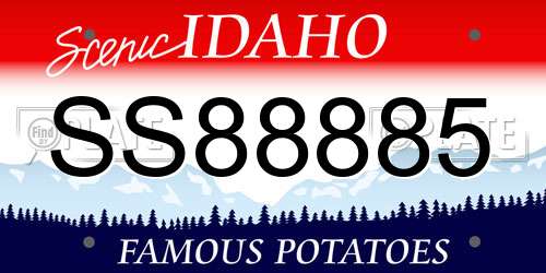SS88885 Idaho License Plate