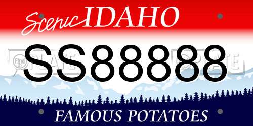 SS88888 Idaho License Plate