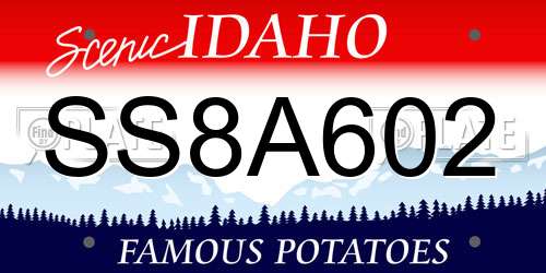 SS8A602 Idaho License Plate