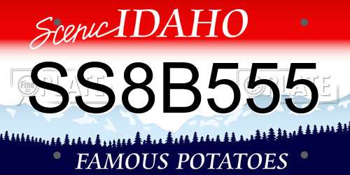 SS8B555 Idaho License Plate