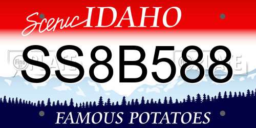 SS8B588 Idaho License Plate