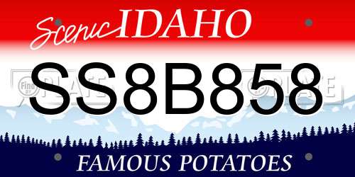 SS8B858 Idaho License Plate