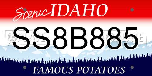 SS8B885 Idaho License Plate