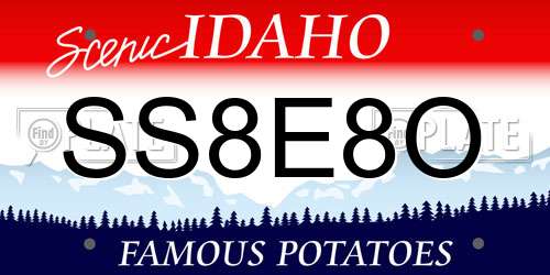 SS8E8O Idaho License Plate