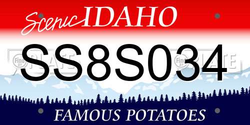 SS8S034 Idaho License Plate