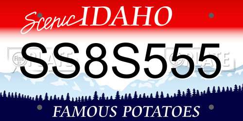 SS8S555 Idaho License Plate