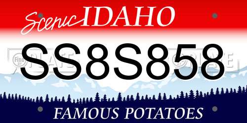 SS8S858 Idaho License Plate