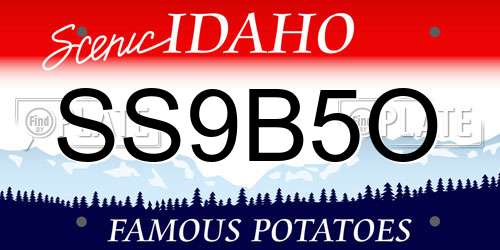SS9B5O Idaho License Plate