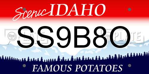 SS9B8O Idaho License Plate