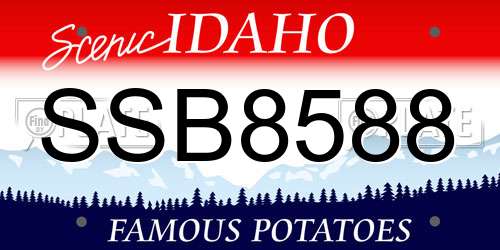 SSB8588 Idaho License Plate