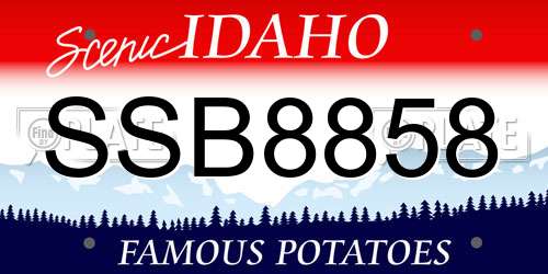 SSB8858 Idaho License Plate