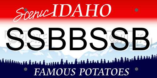 SSBBSSB Idaho License Plate