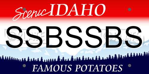 SSBSSBS Idaho License Plate