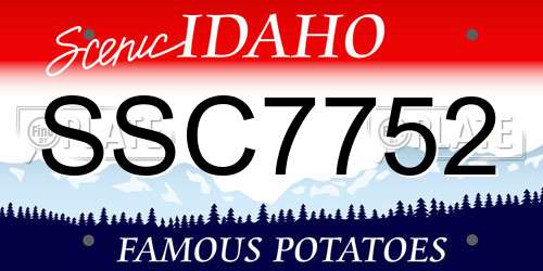SSC7752 Idaho License Plate