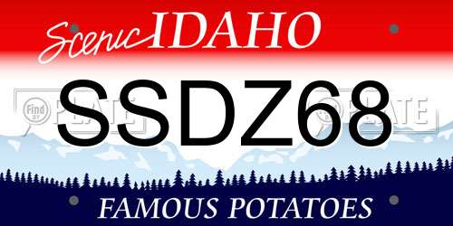 SSDZ68 Idaho License Plate