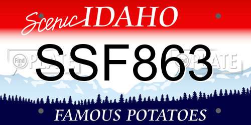 SSF863 Idaho License Plate