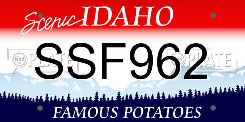 SSF962 Idaho License Plate