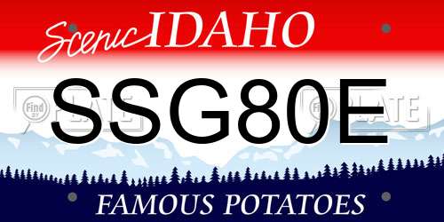 SSG80E Idaho License Plate
