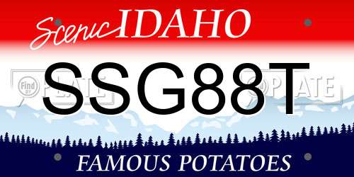 SSG88T Idaho License Plate