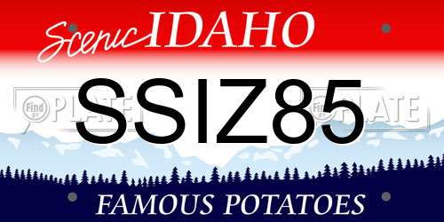 SSIZ85 Idaho License Plate