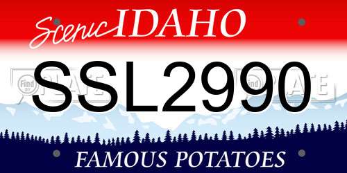 SSL2990 Idaho License Plate