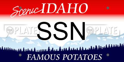 SSN Idaho License Plate