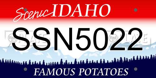 SSN5022 Idaho License Plate