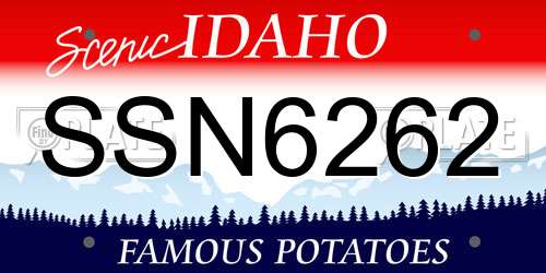 SSN6262 Idaho License Plate