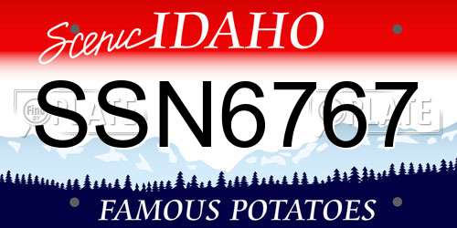 SSN6767 Idaho License Plate