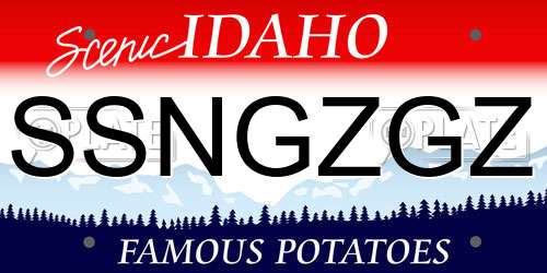 SSNGZGZ Idaho License Plate