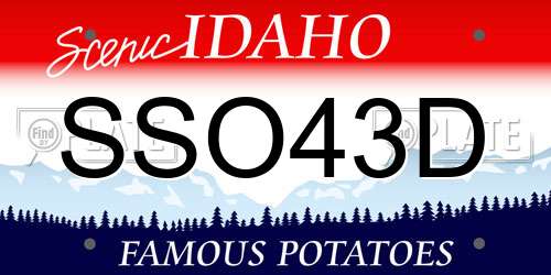 SSO43D Idaho License Plate