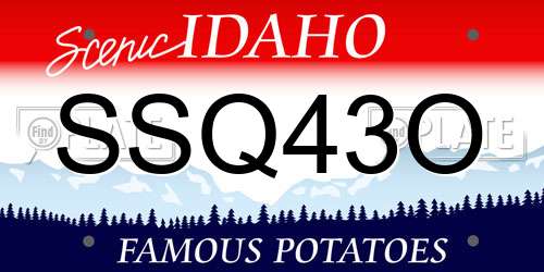 SSQ43O Idaho License Plate
