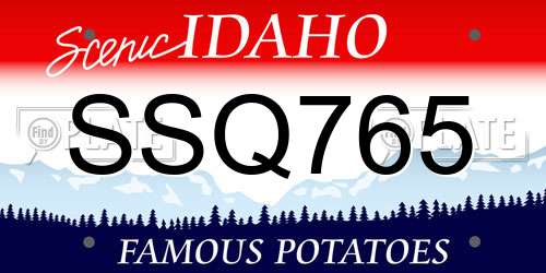 SSQ765 Idaho License Plate