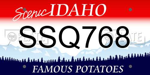 SSQ768 Idaho License Plate